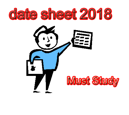 Date Sheet 2018 For Matric, 5TH, 8TH, FA, FSC and B.A