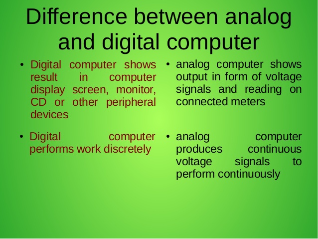 What is the difference between analog and digital computer