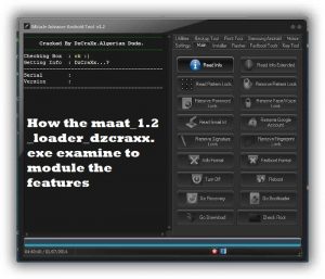 How the maat_1.2_loader_dzcraxx.exe examine to module the features