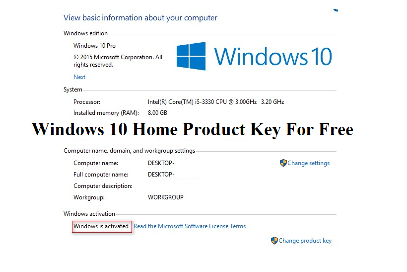 Windows 10 Home Product Key For Free