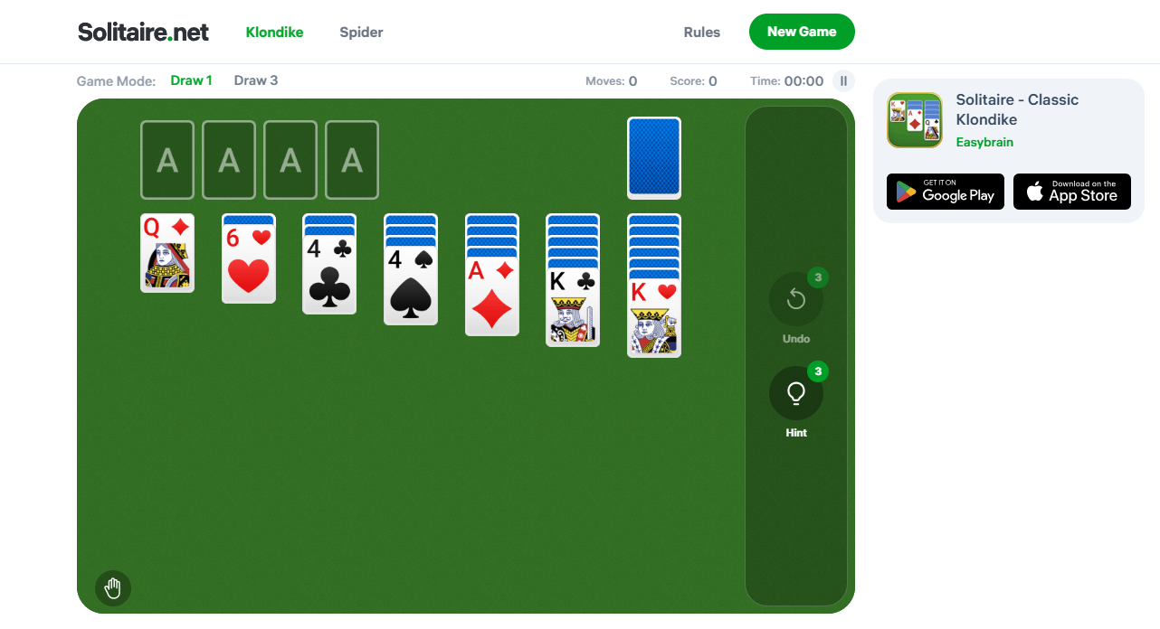 solitaire spider card game online