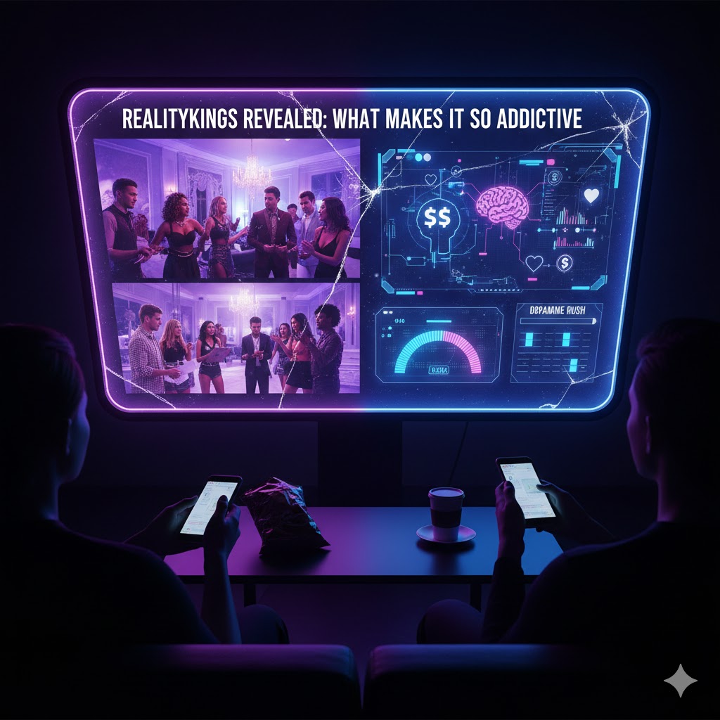 A conceptual image showing a digital vortex blending realistic and virtual elements, symbolizing the immersive pull of Realitykubgs.