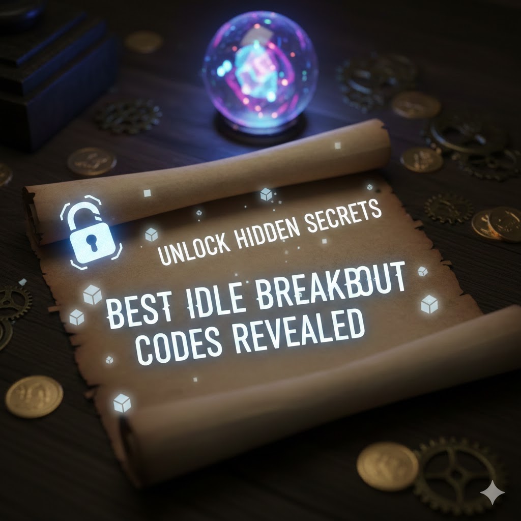 A laptop screen showing Idle Breakout gameplay with a redeem codes menu open.
