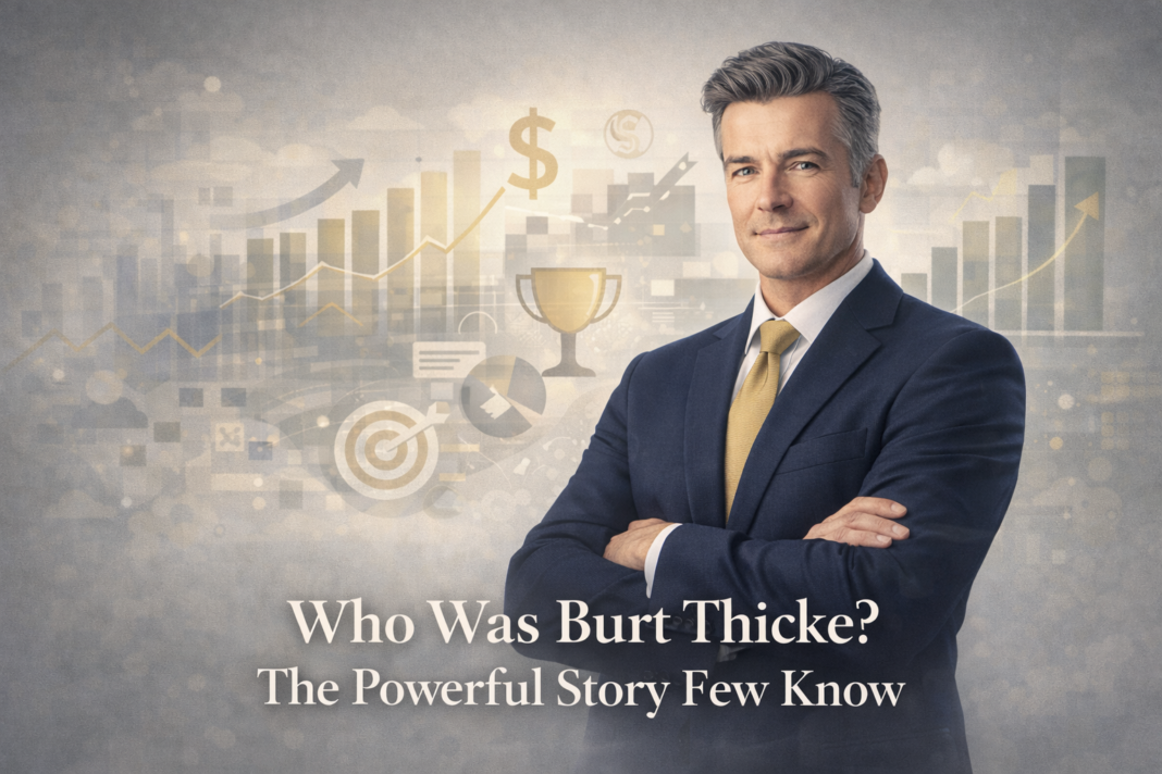 A black and white portrait of Burt Thicke, father of actor Alan Thicke, looking thoughtfully at the camera.