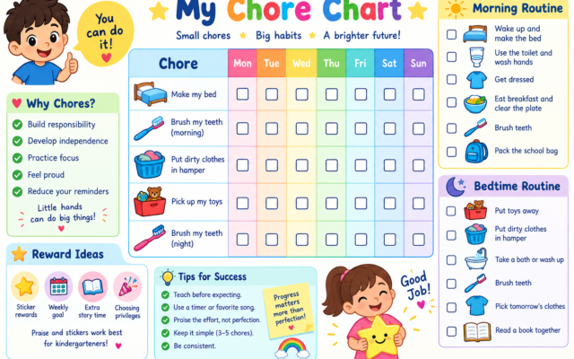 Chore Chart for Kindergarteners: 15 Easy Chores + Printable (2026)