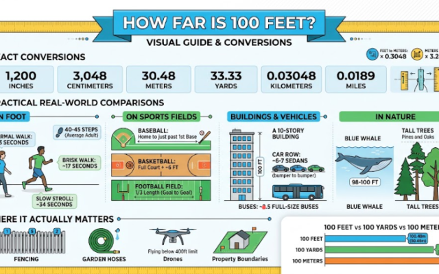 How Far Is 100 Ft? Meters, Steps and Real Examples